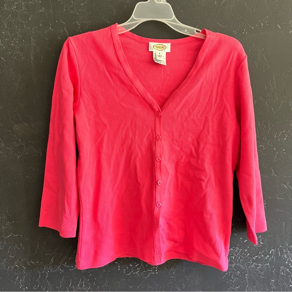 Bright Pink Knit Talbots Henley Size S